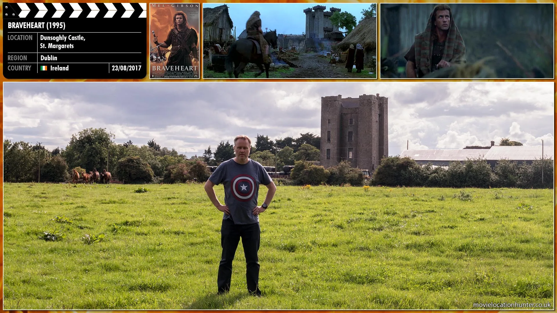 Filming location photo, shot in Ireland, for Braveheart (1995). Scene description: Robert the Bruce (Angus MacFayden) contacts Wallace (Mel Gibson) to set up a meeting, where the Bruce intends to declare his intent to join Wallace and commit troops to the war. Still believing there is some good in the nobility of his country, Wallace eventually agrees to meet with Robert the Bruce in Edinburgh. However, Robert's father has conspired with the other nobles to set a trap and Wallace is captured.