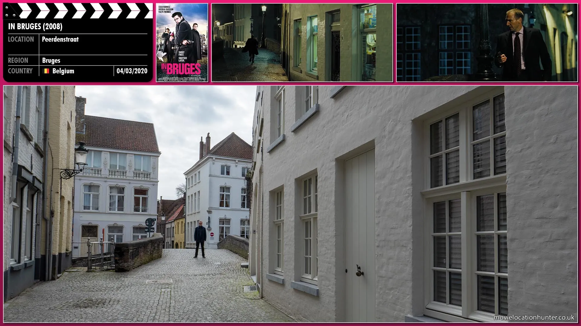 Filming location photo, shot in Belgium, for In Bruges (2008). Scene description: Harry (Ralph Fiennes) rounds a corner and can't see Ray (Colin Farrell) but there is only one direction he could have gone so he slowly jogs in that direction.