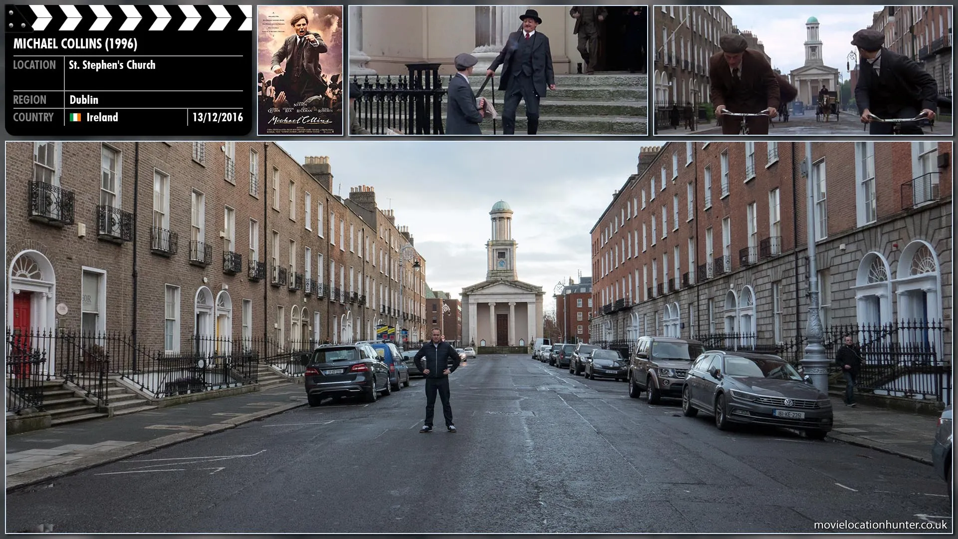 Filming location photo, shot in Ireland, for Michael Collins (1996). Scene description: The Irish Republican Army (IRA), organised by Michael Collins (Liam Neeson), start to assassinate members of the 'Cairo Gang' – a team of undercover British intelligence agents working and living in Dublin. IRA members went to a number of addresses and shot dead fourteen people.