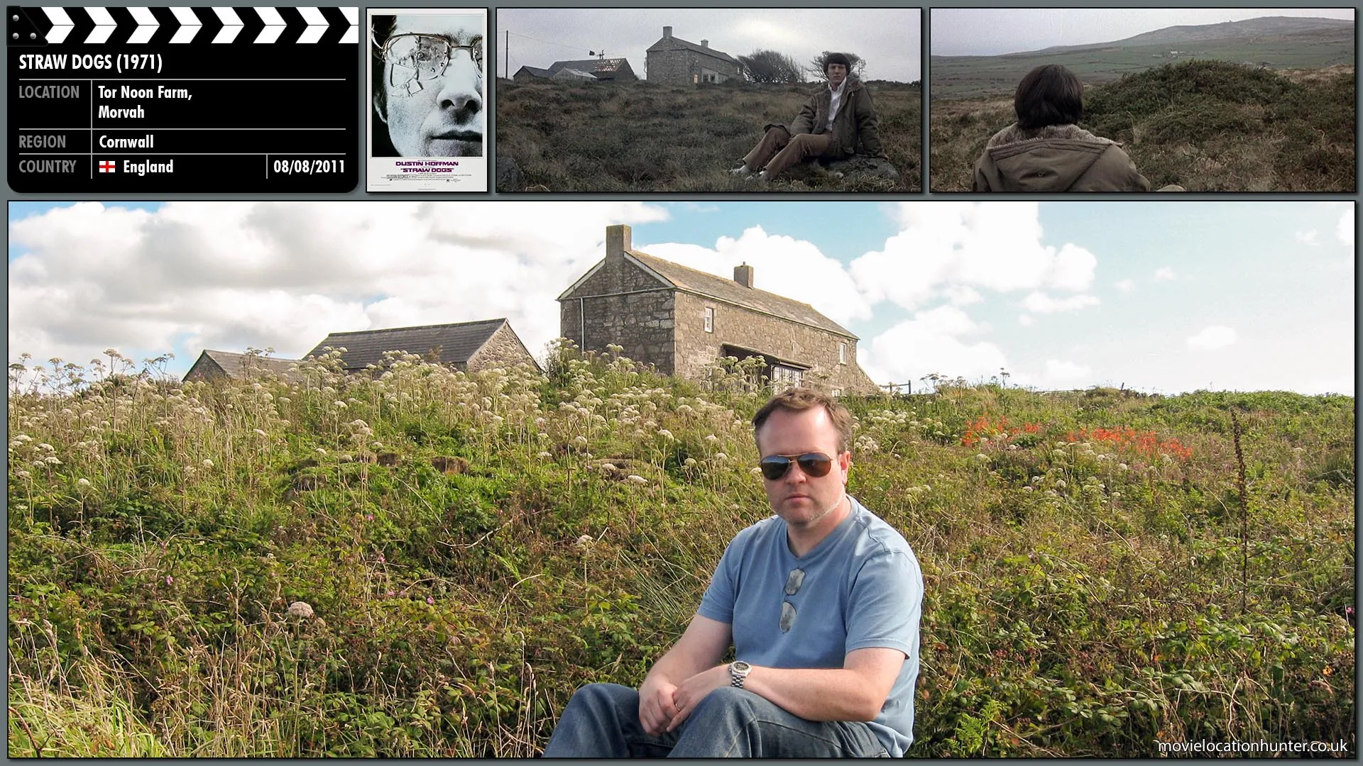 Filming location photo, shot in England, for Straw Dogs (1971). Scene description: David (Dustin Hoffman) sensing a lack of affection from Amy (Susan George), who is seemingly unaware of his wife's ordeal, fires the workmen and sits contemplating his choices.
