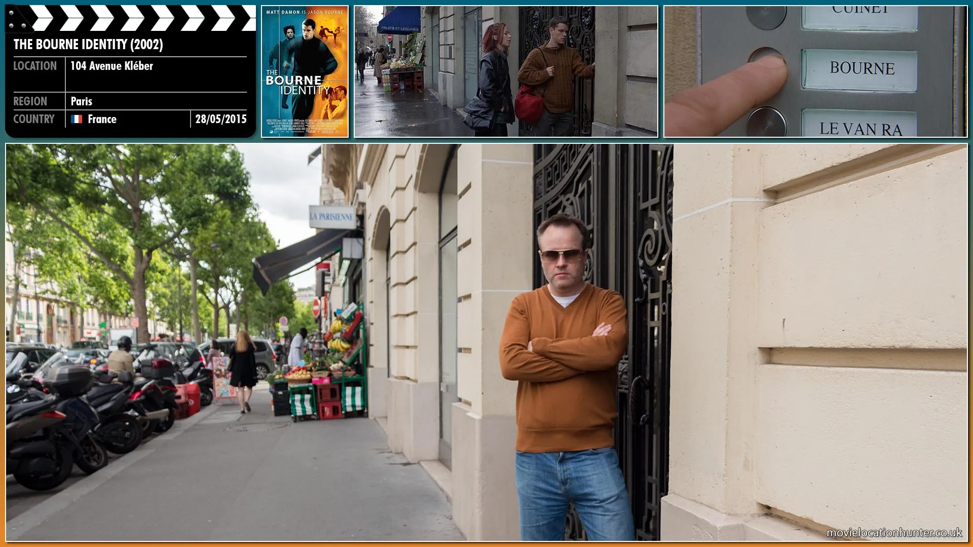 Filming location photo, shot in France, for The Bourne Identity (2002). Scene description: Bourne (Matt Damon) and Marie Kreutz (Franka Potente) drive to the apartment address shown on his passport.  He rings the buzzer and no one answers.