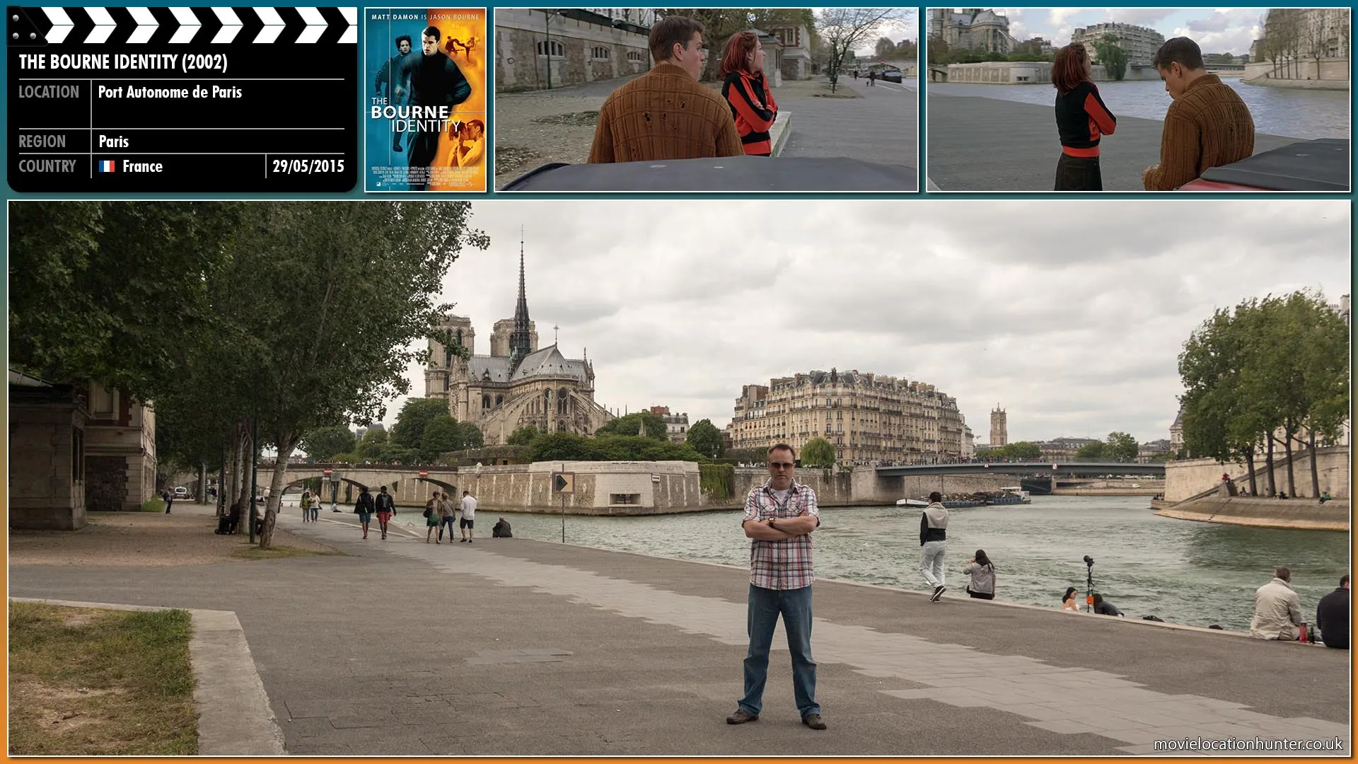 Filming location photo, shot in France, for The Bourne Identity (2002). Scene description: Bourne (Matt Damon) approaches Marie Kreutz (Franka Potente) and offers her US$20,000 to take him to Paris to the address on his 